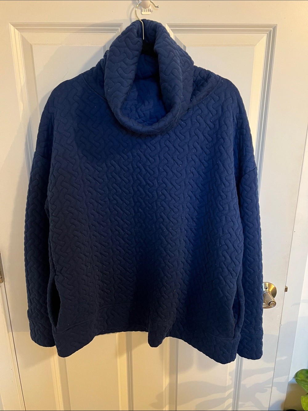 GAP Navy Quilted Cowl Neck Pullover